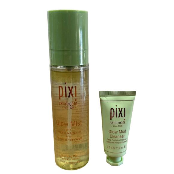 Pixi Skintreats Glow mist 80mL + Glow Mud Cleanser 15mL New without Box - Picture 1 of 9